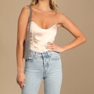 Champagne Satin Corset Bodysuit